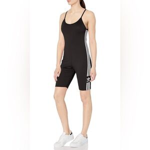 Adidas Originals Cycling Black White Striped Jumpsuit Three Stripe Medium Active